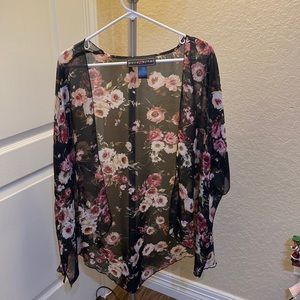 Poly and Esther Black Floral Cardigan